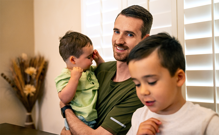 John, a TZIELD® (teplizumab-mzwv) patient, with his two young sons